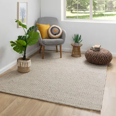 Produktbild von Steffensmeier Handweb Teppich Kornau | Wolle (Schurwolle), Beige Braun, handgewebt, Größe: 120x180 cm Wohnzimmer und Schlafzimmer