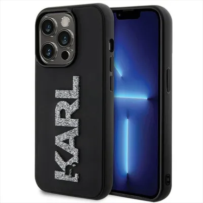Produktbild von Karl Lagerfeld Apple iPhone 15 Pro Max Schutzhülle 3D Rubber Glitter Logo Black