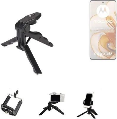 Produktbild von K-S-Trade Stativ Tisch-Ständer Dreibein Handy-Stativ Ständer kompatibel mit Motorola Edge 50 Mini-Stativ Smartphone Tripod Handy-Stativ aus Plastik