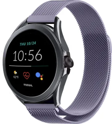 Produktbild von Strap-it Milanese - Kompatibel mit Fossil Gen 5Armband 44mm Fossil uhrenarmband Fossil ersatzarmband Edelstahl für Smartwatch 22mm Armband Lila 22mm