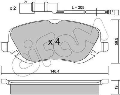 Produktbild von CIFAM 822-529-0 Bremsbeläge Satz Vorne Bremsklötze für LANCIA THESIS (841AX)