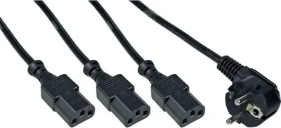 Produktbild von InLine® Netz-Y-Kabel, 1x Schutzkontaktstecker zu 3x Kaltgerätestecker, 1m