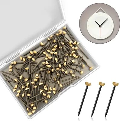 Produktbild von 50 Stück Bildernadeln, 1 Zoll Bilderaufhänger Nägel Messing Harte Wände Bilderrahmen Nägel Pins Bilderaufhängehaken mit Aufbewahrungsbox zum Aufhängen von Bilderrahmen
