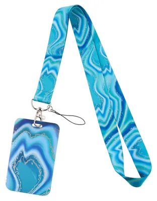 Produktbild von 1 Ausweishalter mit Lanyard, Ausweishalter mit Karabinerhaken für Frauen, Lehrerinnen, Krankenschwestern, Ärztinnen und Studentinnen (blau)