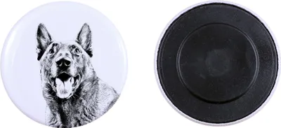 Produktbild von Malinois Belgischer Schäferhund Magnet mit einem Hundepfotenabdruck, außergewöhnlich leicht, starker Magnet, handgefertigtes Produkt der Marke Art-Dog