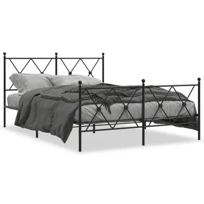 Produktbild von vidaXL Bettgestell mit Kopf- und Fußteil Metall Schwarz 140x200 cm