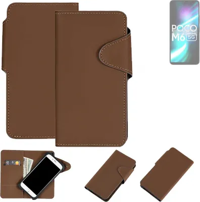 Produktbild von K-S-Trade Schutzhülle Klapphülle Kunstleder kompatibel mit POCO M6 5G braun Handy Hülle Wallet Case