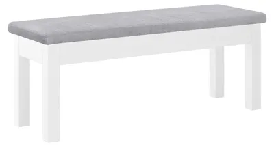 Produktbild von Sitzbank Küchenbank Kiefer weiß massiv Holzbank Polsterbank 120x40, grau 90.71-39WP21