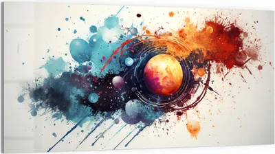 Produktbild von DEQOART Glasbild Echtglas 100x50 cm 'Planetenexplosion' Wandbild Bild modern Deko
