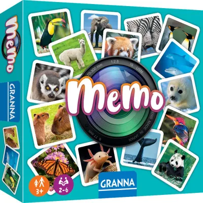 Produktbild von Gedächtnisspiel Memo mit Tieren, Marke Granna, 190x190 mm