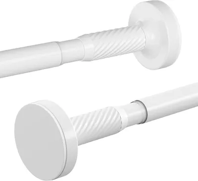Image de Barre de tension - Fixation par serrage, sans perçage - Pour rideaux - Blanche - 81-122 cm - 1 pièce