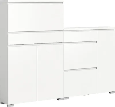 Produktbild von Shoelove Schuhschrank Set mit 2 3 Türen, 2 Klappentüren, 1 Schublade weiß.