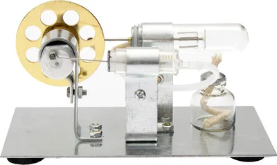 Produktbild von Stirlingmotor Modell - Mit Generator, Funktionsmodell, Sichtbares Prinzip - Für Wissenschaftsexperimente, Physikunterricht & Sammlung