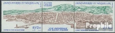 Produktbild von Briefmarken St. Pierre und Miquelon 1990 Mi 602-603 Dreierstreifen (kompl.Ausg.) postfrisch Stadt Saint Pierre
