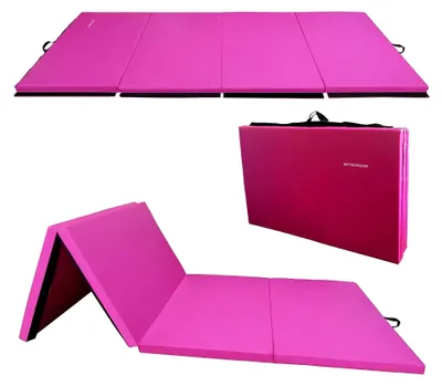 Produktbild von Faltbare Gymnastikmatte für Tumbling, 60 x 180 x 5 cm, Fitnessmatte mit Tragegriffen, hochdicht, reißfest, tragbar, für Fitness, Aerobic, Yoga, Pilates, MMA