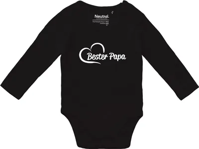 Produktbild von Huuraa Baby Body Bester Papa Herz 74 Black Baumwolle Fairtrade Langarmbody Geschenkidee