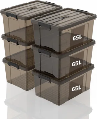 Productafbeelding van Opbergdozen - Opbergboxen - Opbergbakken - Organisatiedozen - Bewaarboxen - Set Van 6 - 65 Liter