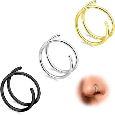Produktbild von Ohrstecker Set 20 Gauge 8/10mm Silber Gold Schwarz