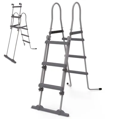 Produktbild von HECHT 00091 Poolleiter Sicherheitsleiter mit Kindersicherung | bis 107 cm Beckenhöhe | Stahl