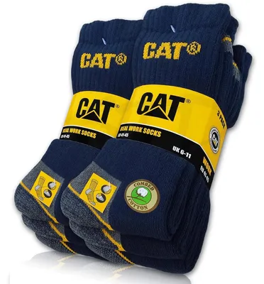 Produktbild von 6 Paar CAT CATERPILLAR REAL WORK Arbeitssocken Blau Größe 39-42 Damen Herren Business Socken Strümpfe verstärkte Spitze Ferse echte Ferse