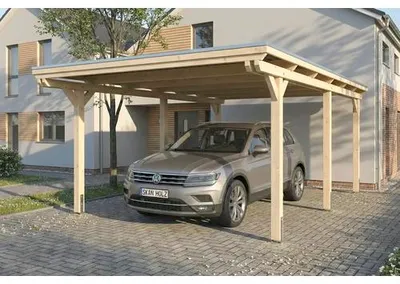 Produktbild von Einzelcarport SKAN HOLZ Emsland inkl. EPDM Folie, Pfostenanker 402 x 604 cm natur