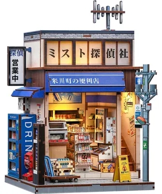 Immagine prodotto di Kit per realizzare da soli, negozio di articoli giapponesi, mini casa delle bambole, puzzle in legno 3D, libreria decorativa