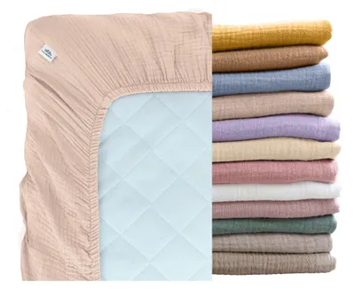 Produktbild von Musselin Bettlaken Baby 60x120 & 70x140 mit Rundum-Gummizug