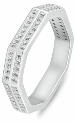 Image de Bague en argent étincelante avec zircons RI132W - Circonférence : 56 mm