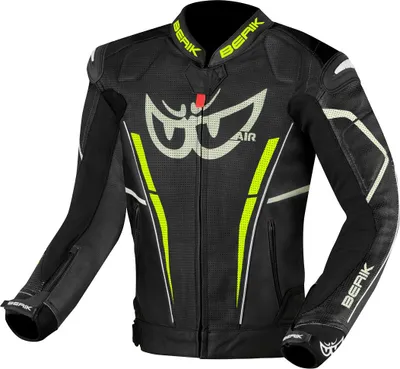 Zdjęcie produktu dla Skórzana kurtka motocyklowa Berik Street Pro Evo, czarny/szary/żółty, 56