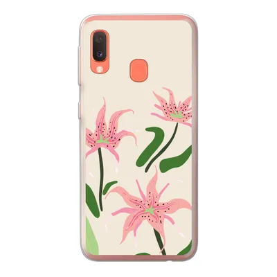 Produktbild von MuchoWow® Handyhülle Schutzhülle Hülle für Samsung Galaxy A20e Blume - Rosa - Blätter Silikon Softcase Handy Hülle - Abdeckung