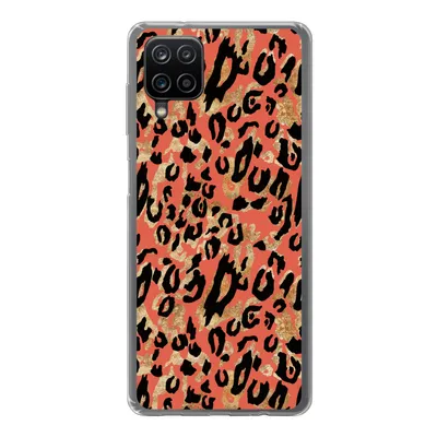 Produktbild von MuchoWow® Handyhülle Schutzhülle Hülle für Samsung Galaxy A12 Pantherdruck - Gold - Rosa Silikon Softcase Handy Hülle - Bild
