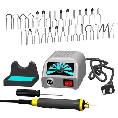 Produktbild von Pyrographie-Set mit Lötkolben 25W | Holzbrandmalkolben mit 30 Spitzen & 8 Holzplatten, einstellbare Temperatur 100–800°C, DIY Handwerkzeug