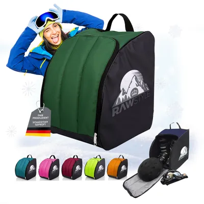 Produktbild von Rawstyle Skischuh Tasche Rucksack Wintersport Skischuhe Bag MOD 2 (schwarz-dunkelgrün)
