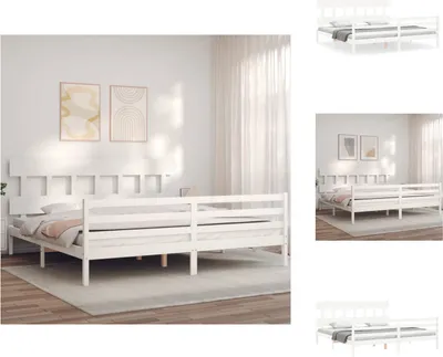 Produktbild von vidaXL Massivholzbett mit Kopfteil Weiß 200x200 cm -  Betten & Bettgestelle