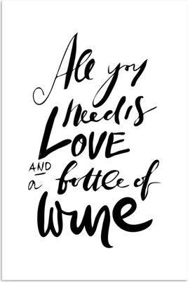 Produktbild von MuchoWow® Poster Weinzitat "Alles, was man braucht, ist Liebe und eine Flasche Wein". 80x120 cm - Papierdruck