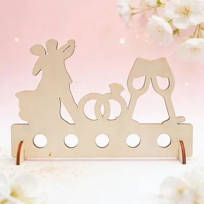 Produktbild von Kartenhalter aus Holz für Hochzeiten Verlobungen und Jahrestage