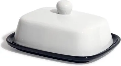 Produktbild von Keramische Butterdose schwarz-weiß Porzellan
