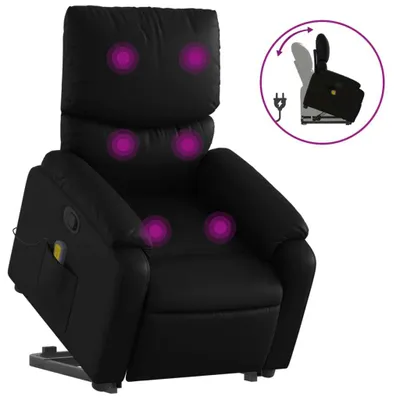 Image de vidaXL Fauteuil de massage avec releveur Noir similicuir