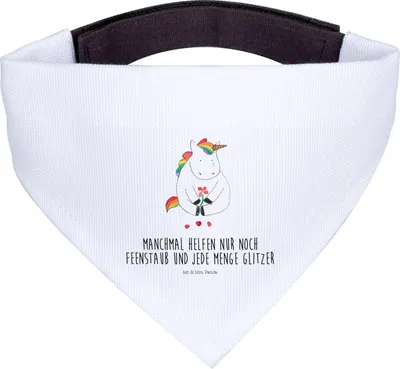 Produktbild von Mr. & Mrs. Panda Halstuch Einhorn Traurig - Weiß - Geschenk, Glitzer, Hund, Blume, Unicorn, Für Hunde, Hundehalstuch, Liebe, Einhörner, Freunde, Tuch