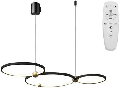 Produktbild von tooLight Pendellampe App752-30-40-50 Schwarz Ring Led + Fernbedienung 3-Lichtquelle 63X112X70Cm Einstellbar