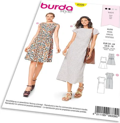 Zdjęcie produktu dla Wzór Burda 6339 – sukienka letnia, długa sukienka letnia, sukienka w kształcie litery A