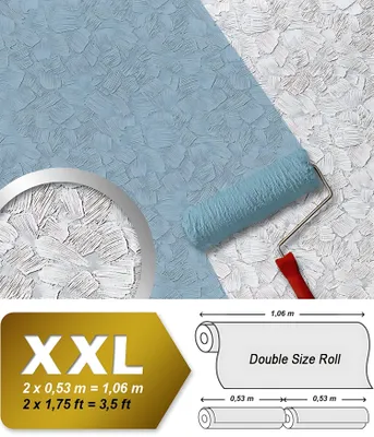 Immagine prodotto di Edem 309-60 Xxl Carta da parati in tessuto non tessuto da dipingere su stucco ecopelle decoratore bianco | 26,50 Qm