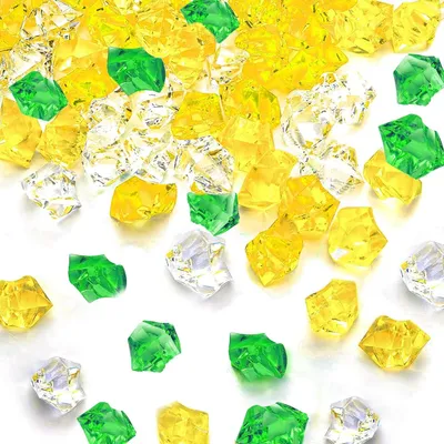 Imagen del producto de TRANKIELO® - 150 piezas de cristales acrílicos con forma de piedras - Cubitos de hielo artificiales, transparentes y de colores, ideales para la decoración de bodas