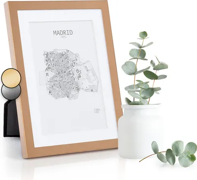 Image de Casa Chic Cadre Photo en Métal, Taille 17x12 cm, Cadres photo Maison, Porte Photo Mural, Cadre Decoration Murale Pele Mele, Affichage Vertical/Horizontal, avec Protection en Verre et Passe Partout