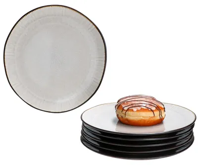 Produktbild von 6x Reactive Glaze Dark Cement Kuchenteller 6 Pers. Grau Frühstücksteller Dessert