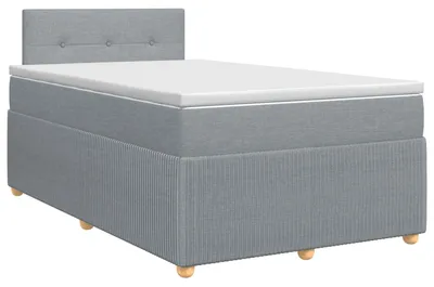 Image de Lit boxspring avec matelas gris clair 120 x 190 cm Tissu