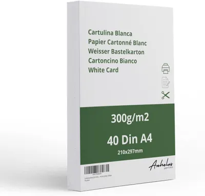 Obrázok produktu pre A4, biely kartón, 300 g/m², 40 listov, vhodný na kreatívne a remeselné práce