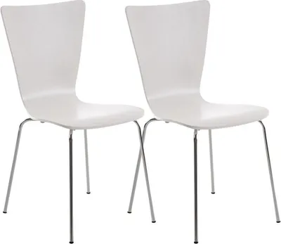 Produktbild von CLP 2er Set Besucherstuhl Aaron mit ergonomisch Holzsitz und Metallgestell weiß