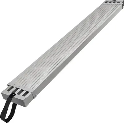 Produktbild von Teleskopierbare Aluminium-Arbeitsbühne, verstellbare Länge, 500 lbs Tragfähigkeit, rutschfeste Oberfläche, 6-9 Fuß