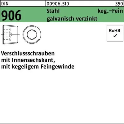 Produktbild von Reyher  Verschlußschrauben DIN 906 Stahl M 10x1 galv. vz (100 Stück)